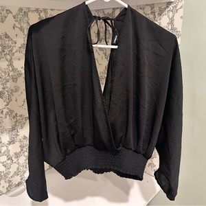 Express deep V neck satin blouse